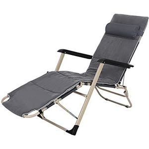 GEIRONV 1 Stuk Zero Gravity-fauteuils,47×92×87 Cm met Hoofdkussen Verwijderbaar Kussen Vierkante Tube Lunchpauze Kantoor Ligstoelen Buiten Fauteuils (Color : Grey+Cotton pad, Size : 47x92x87cm)