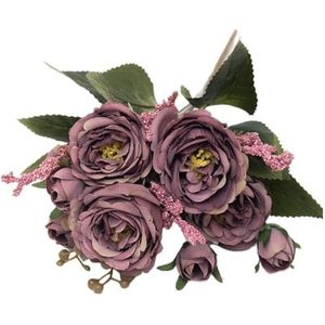 Kunstbloem hangende krans, faux Garland voordeur krans, kunstmatige krans voor deur bruiloft, feest, huis, muur, raam decor (paarse roos