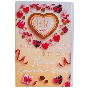 KBC Wenskaart – huwelijksverjaardag – harten oranje rood