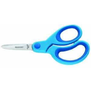 Westcott E-21583 00 Softgrip Kids kinderschaar voor rechtshandigen met punt, 13 cm, blauw