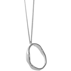 Ketting 925 sterling zilver Geometrisch onregelmatig ovaal hangertje ketting lange ketting dames prachtige feesthanger sieraden ketting voor dames (edelsteenkleur: zilver) (goud) Happy house