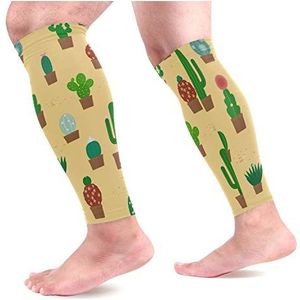 EZIOLY Cactus Sport Kalf Compressie Mouwen Been Compressie Sokken Kalf Guard voor hardlopen, Fietsen, Moederschap, Reizen, Verpleegkundigen