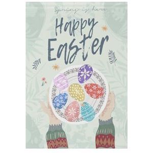 ZRWLUCKY Happy Easter Kleurrijke Eieren Mint Groen Beige Tuin Vlag 30x45 cm Dubbelzijdige Welkom Tuin Vlaggen voor Buiten Tuin Thuis Kleine Seizoensgebonden Vakantie Gazon Patio Veranda Decor Vlaggen