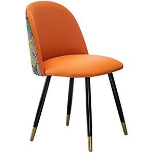 GEIRONV 1 stks lederen eetkamerstoel, modern design for woonkamer slaapkamer Keukenstoel met rugleuning make-up stoel Eetstoelen (Color : Orange)