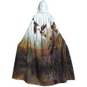WURTON Jacht Vliegende Wilde Print Halloween Wizards Hooded Gown Mantel Kerst Hoodie Mantel Cosplay Voor Vrouwen Mannen