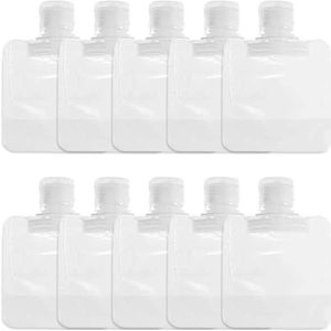 10 stuks transparante draagbare vloeibare verpakkingszakken, nieuwe reisgrootte navulbaar leeg knijpzakje, premium doorzichtige reiszakjes voor toiletten, lotion shampoo douchegel knijpbare zakken (30