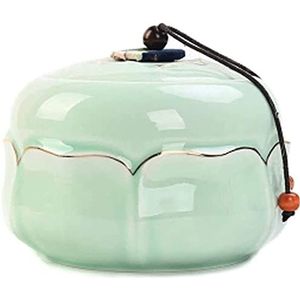 Cremation Urn Funeral Urn Small Ceramic Memorial Funeral Urn,for Human and Pet Ashes,Home Decoration Creative Lotus Design(Green)