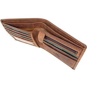 Visconti - Kleine Leren Heren Portemonnee - RFID Blokkerende - 6 Creditcardhouders, Muntgeldvake en Biljetvak - Geschenkdoos - 707 Shield - Olie Tan