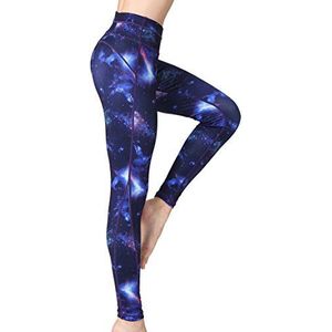 FLYILY Vrouwen Lange Sportlegging Running Panty Hoge Taille Stretch Fitness Yoga Broek(BlueSky,XL)