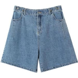 Pegsmio Denim Shorts Vrouwen Zomer Hoge Taille Rechte Jeans Bottoms, Blauw, L