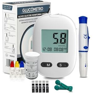 SURGICALMED - Bloedglucosemeter Kit - BG-707 - Witte Kleur, Bevat 50 Reactieve Strips en 50 Lancetten voor Bloedglucosetesten - Glucometer - Suikermeter Kit - Bloedglucosemeters
