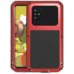 Love Mei Hoesje voor Galaxy A51 5G, buitensporten, militair, schokbestendig, waterdicht, stofdicht, zwaar belastbaar, hybride aluminium, metaal+siliconen+gehard glas, hardcover voor Samsung Galaxy A51