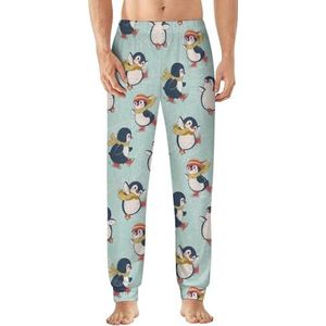 Schattige pinguïns heren pyjama broek zachte lounge bodems lichtgewicht slaapbroek