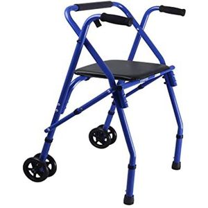 Senioren rollende rollator Ouderen opvouwbare rollator met wielen en zitting, lichtgewicht aluminium staphulp voor volwassenen, in hoogte verstelbare standaard rechtopstaande rollator - eenvoudig te