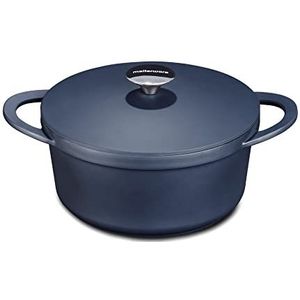 Mellerware - High Cast Aluminium Cooking Pot 20 cm | Full Induction | Heavy Duty Non-Stick Casserole | Suitable for all hob types: Induction, Oven | PFOA and PTFE Free | Blue
