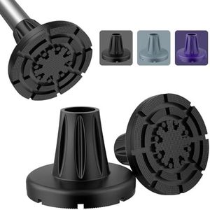 supregear Krukdoppen 7/8 in (22 mm), Anti-slip Rubberen Doppen voor Alle Terrein, Heavy Duty Vervangende Voeten met Extreme Grip voor Wandelstok, Brede Krukbasis met Metalen Insert, 2-Pack, Zwart