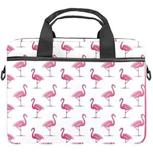 Aquarel Bloemenpatroon Laptop Schouder Messenger Bag Crossbody Aktetas Messenger Sleeve voor 13 13.3 14.5 Inch Laptop Tablet Beschermen Tote Bag Case, Roze Flamingo Patroon, 11x14.5x1.2in /28x36.8x3 cm