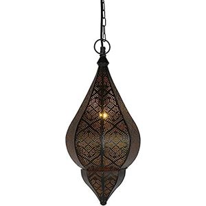 Kihana Oosterse lamp, hanglamp, zwart, 40 cm, E14 lampfitting, Marokkaans design, hanglamp uit Marokko, oriëntaalse lampen voor woonkamer, keuken of hangend boven de eettafel