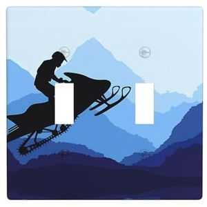 ZhaoYuGoods Sneeuwscooter Print Muurplaat, Dubbele Toggle Lichtschakelaar Outlet Cover 2-Gang 11.4cm x 11.4cm, PC Decoratieve Voorplaat voor Thuis & Kantoor