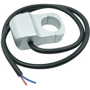 LED Stuurschakelaar Motorfiets Stuur Koplamp AAN/UIT Schakelaar Zwart/Zilver Aluminiumlegering 2-Draads Waterdichte Tweede Versnelling Onderdelen(Silver)