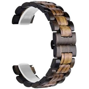 22 mm horlogeband roestvrij staal hout geschikt for Samsung Watch 3 41 mm 45 mm bands band geschikt for Huawei Watch 2 polsbandje snelsluiting (Color : Deep brown-brown, Size : 22mm)