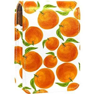 Gepersonaliseerde Lipstick Case Draagbare Make-up Tas Cosmetische Pouch Lippenstift Houder Make-up Organizer Oranje Naadloze, Meerkleurig, 9.5x2x7 cm/3.7x0.8x2.7 in