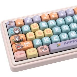 TIMSEKER 135 toetsen PBT MOA profiel toetsdoppen schattig, aangepaste kleurstof subdikke toetsdoppen, meerkleurige wasbeer keycaps Kawaii, Cherry Mx toetsdoppen voor de meeste 61/87/96/98/104/108