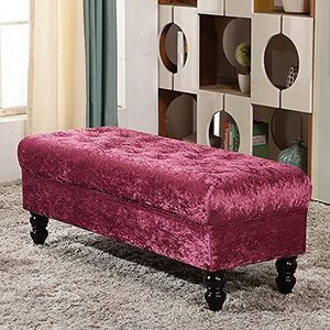 Gewatteerde kist met deksel, bank met schoenenopbergruimte, geschikt for slaapkamer(Fuchsia,60x45x45cm(24x18x18inch))