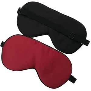 Moerbei Zijde Slaap Oogmasker Volwassen Zachte Blinddoek Gladde Oogdekking Slaapband Wijnrood, 2 stuks)