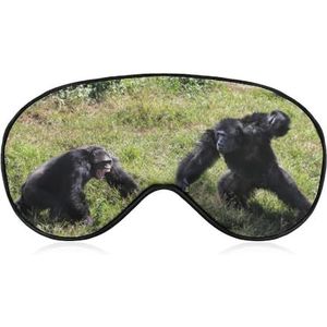Twee mannelijke chimpansees chimpansees vechten slaapmasker met verstelbare riem, comfortabel zacht oogmasker slaaphulp, lichtblokkerende oogmaskers