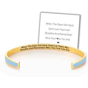 Don't Let The Hard Days Win Color Bangle, Engraving Inspirational Message Cuff Bangle Bracelet for Women, Personalized Motivational Jewelry Gifts for Mom Daughter Sister Friends (Blue)