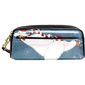 Roze Uilen Draagbare Pouch PU Lederen School Pen Case Stationaire Potlood Tassen Waterdichte Cosmetische Tas Make-up Schoonheid Case 20.5x5x8.5cm/8.1x2x3.3in Style08