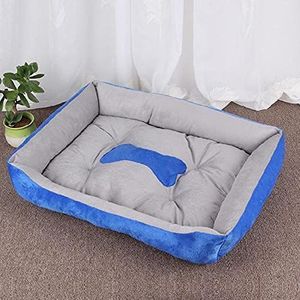 Aliuciku Huisdier Bed Warm Kattenhuis voor Kleine Medium Grote Hond Zacht Wasbaar Puppy Katoen Kennel Wash (Kleur: Blauw, Maat: Large)