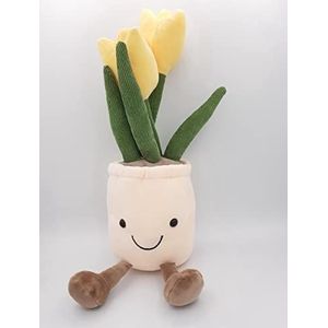 Feestdecoratie, Pluche knuffel gele zacht tulpen bloem vaas ,feestdecoratie, speelgoed, pop, decoratie, toys en souvenir van holland.