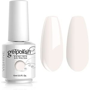 Vishine Nagellak, semi-permanent, gel, UV, LED, afweekbaar, manicure, zuiver wit (1357)
