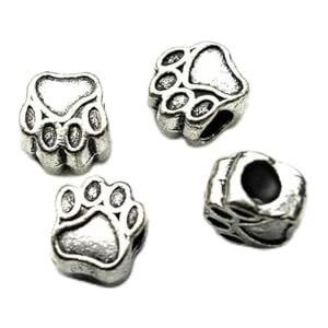 10 stuks gat 4,5 mm hond beerpoot bedels kralen metalen afstandhouders kralen voor sieraden maken fit DIY armbanden ketting sieraden bevindingen-antiek zilver