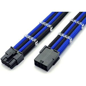 Shakmods 8-pins ATX CPU moederbord mouwen verlengkabel 30cm + 2 kabelkammen (donkerblauw en zwart)