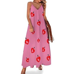 I Love Bichon Dog Maxi-jurk voor dames, zomer, V-hals, mouwloos, spaghettibandjes, lange jurk