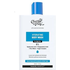 Chemist at Play Hydrating Body Wash | With 5% Hyaluronic Acid Bodywash for Intense Hydration | Reduces Flakes & Itchiness | For Dry Skin | Polyglutamic Acid & Hyaluronic Acid | For Women & Men | 236ml
