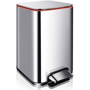 Vuilnisbakken voor binnen Rectangle Soft-Close Trash Can Compact Roestvrij Trash Can roestvrij staal Sensor Trash Can Paper Basket Step Prullenbak Vuilnisbak voor binnen(M Size)