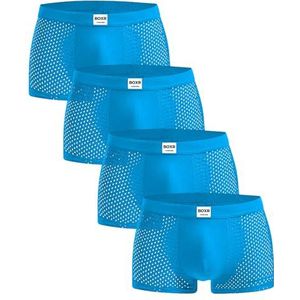 BOXR Underwear Bamboe boxershorts voor heren, verpakking van 4 stuks, onderbroeken voor mannen, ultrazacht, ademend, premium comfort herenondergoed, lichtblauw, XL