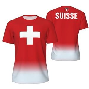 Sport Mesh T-Shirt Geleidelijke Vlag van Zwitserland 1 Tees 3D Gedrukt voor Fitness Running Fiets Voetbal Tennis Voetbal, Meerkleurig, M
