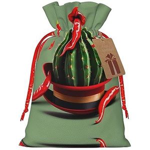 Cactus Hoed En Chili Peper Jute Trekkoord Gift Bags-Voor Kerstmis, Verjaardag En Verjaardag Vieringen