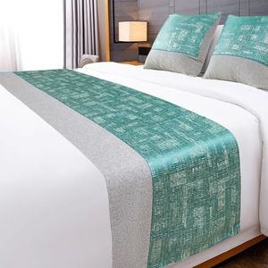 Moderne bedscarf, Bedloper Multicolor 50x(160-260) cm(Light Green Stripes,50X240cm for 1.8m bed)