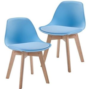 [en.casa] Kinderstoel Elvdal set van 2 bureaustoelen voor kinderen zithoogte 32 cm gestoffeerde stoel met houten poten 56x38x33 cm hemelsblauw