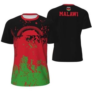 Sport T-Shirt Vintage Malawi Vlag Graan Tees 3D Gedrukt voor Fitness Running Voetbal, Meerkleurig, S