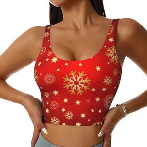 Rode Achtergrond Gouden Sneeuw Print Comfortabele Vrouwen Sport Vest Yoga Workout Vest Voor Vrouwen Lichtgewicht Zomer, Zwart, S