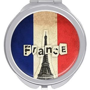 Frankrijk Vlag met Eiffeltoren Compacte Kleine Reizen Make-up Spiegel Draagbare Dubbelzijdige Pocket Spiegels voor Handtas Purse
