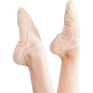 LHSJYG Balletschoenen voor meisjes en vrouwen, balletschoenen, gymschoenen, platte zool, balletpantoffels, tieners, canvas, ballerinaschoenen, kinderen, oefendansschoenen (vlees, 28)