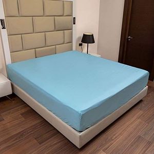 ABAKUHAUS - Hoeslaken - Turkoois - Katoen - 150 cm x 190 cm